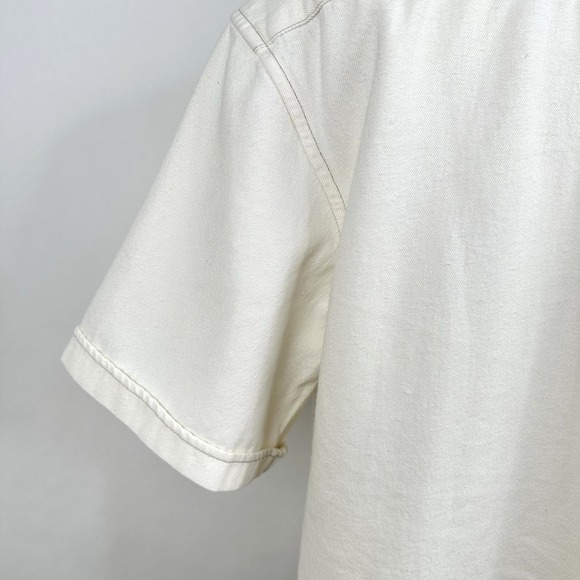 NWT Banana Republic Men's Relaxed Fit Denim Short Sleeve Shirt LARGE Ecru Cotton - Picture 9 of 13